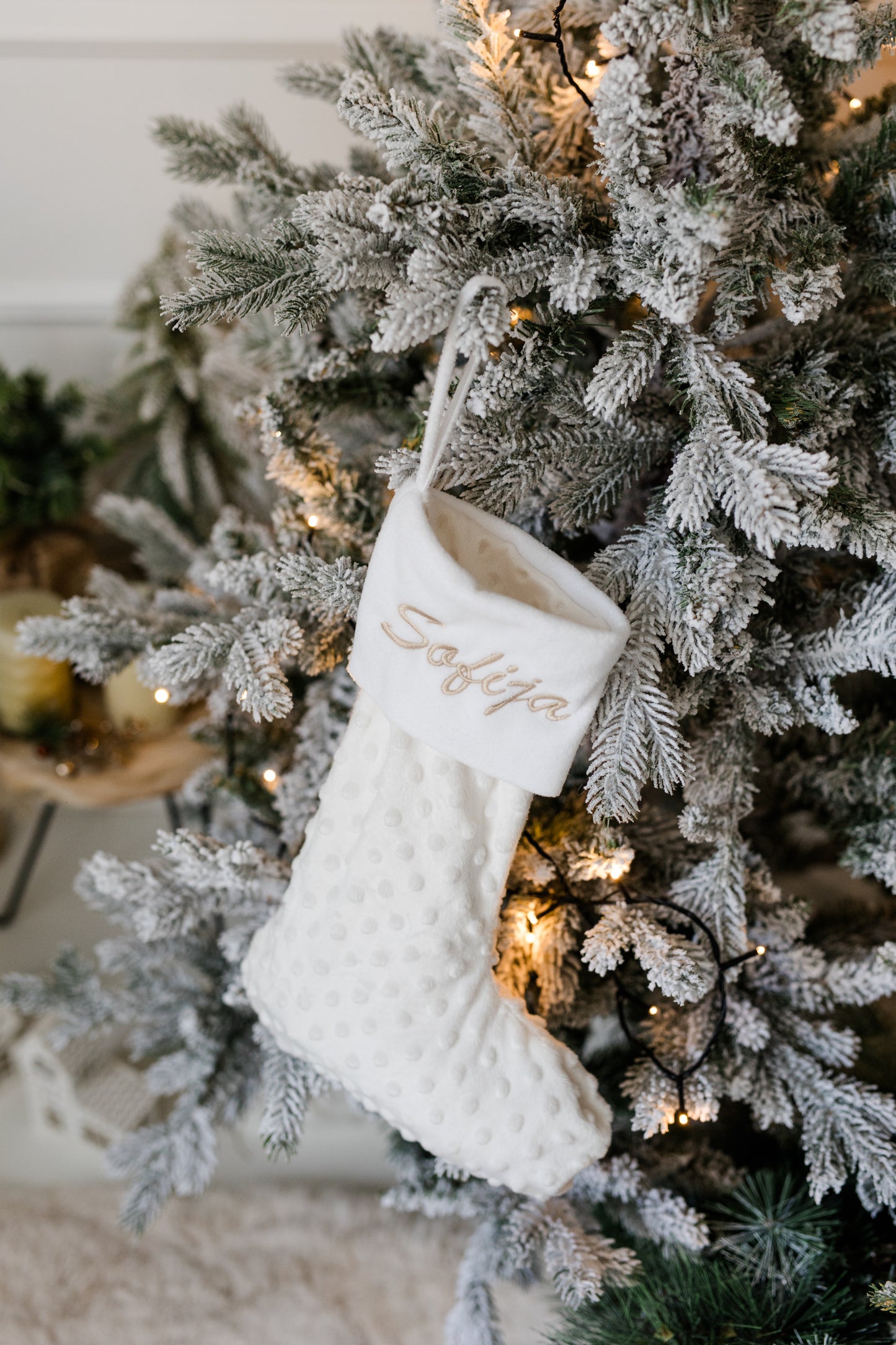 Božična nogavička bež