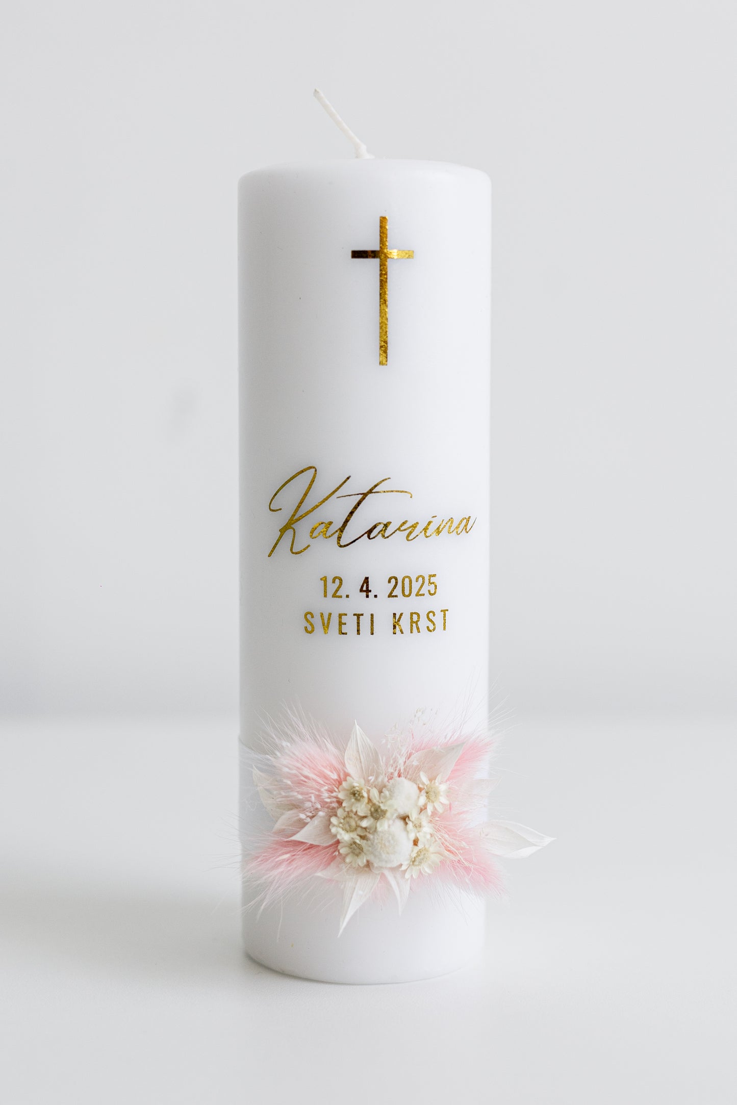 Krstna sveča - S suhim cvetjem (pokončna)