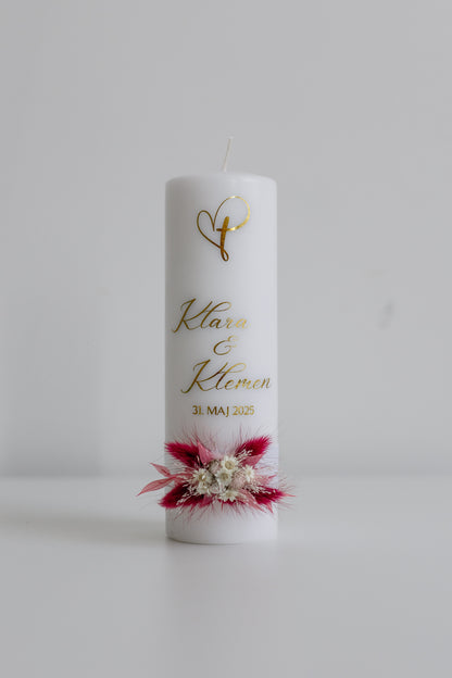 Poročna sveča - S suhim cvetjem