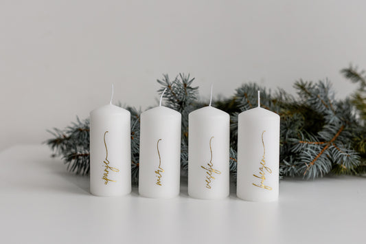 Adventne sveče z zlatim napisom (4 kos)