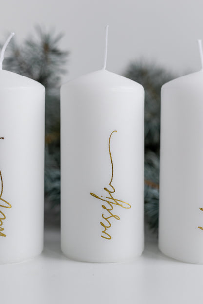 Adventne sveče z zlatim napisom (4 kos)